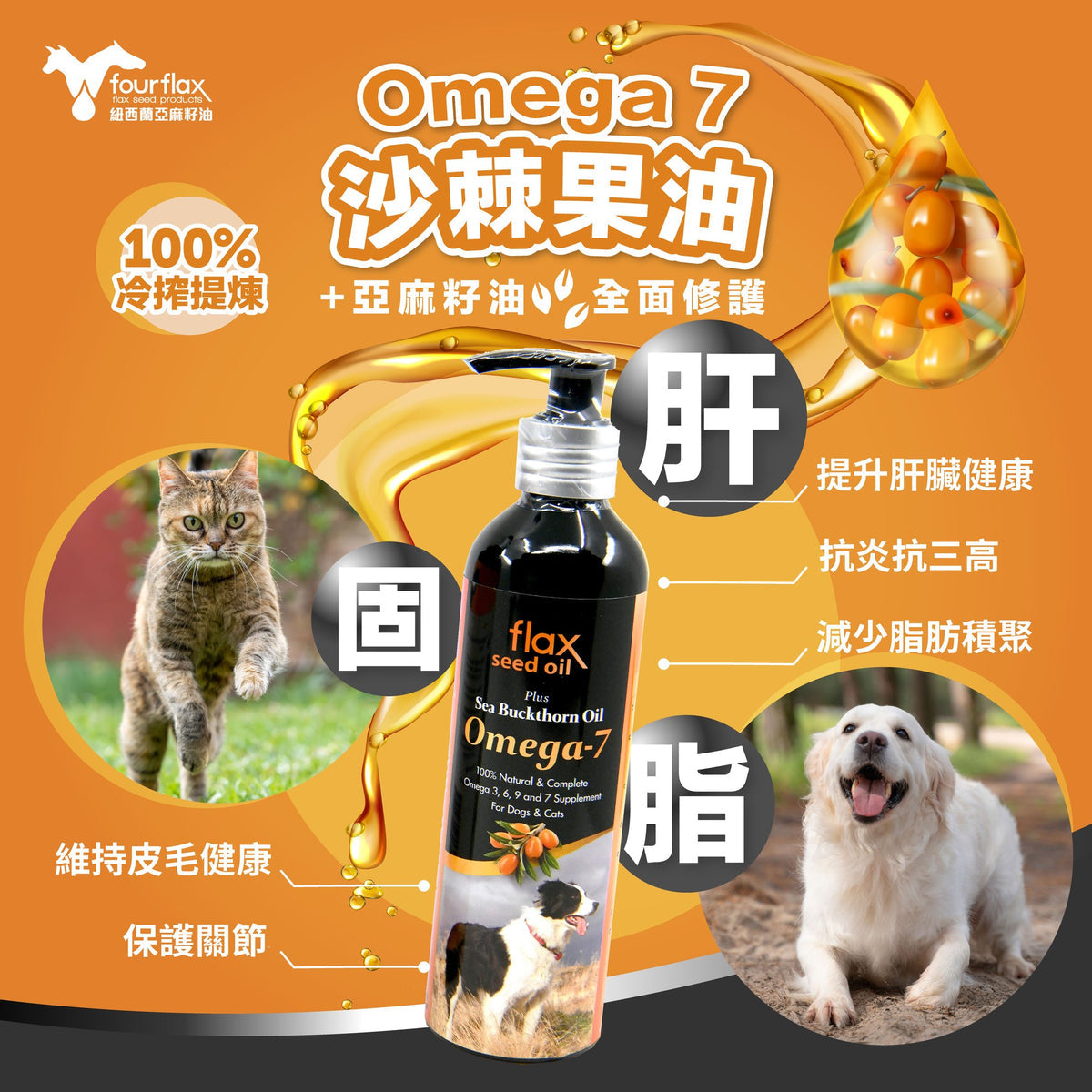 FOURFLAX® - 紐西蘭OMEGA UP 亞麻籽油＋沙棘植物果油 250ML